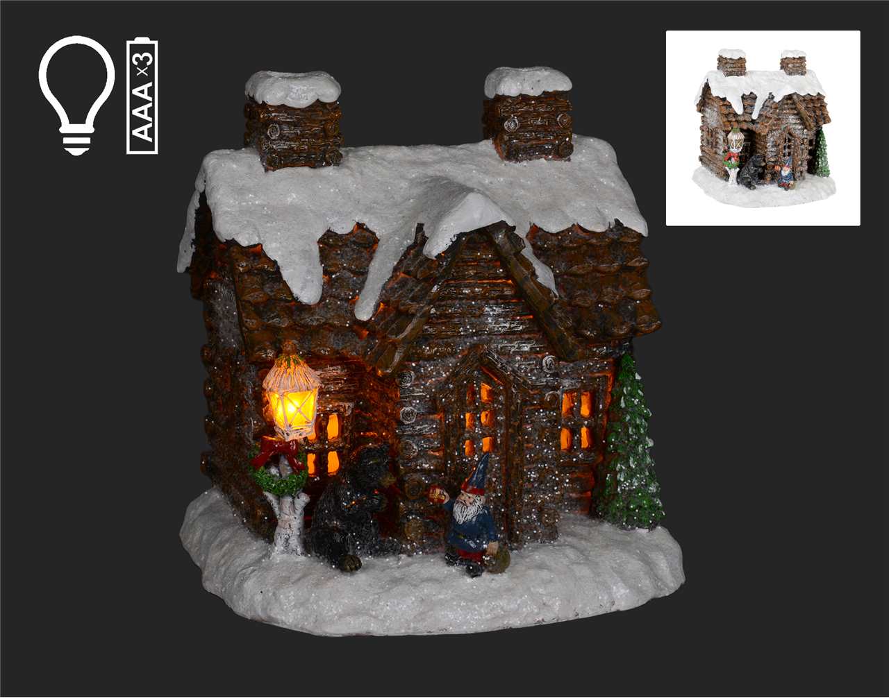 LED Winter Log Cabin - D7476-T