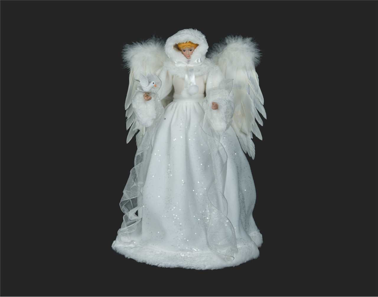 16" White Angel Tree Topper with Dove - A4596-T