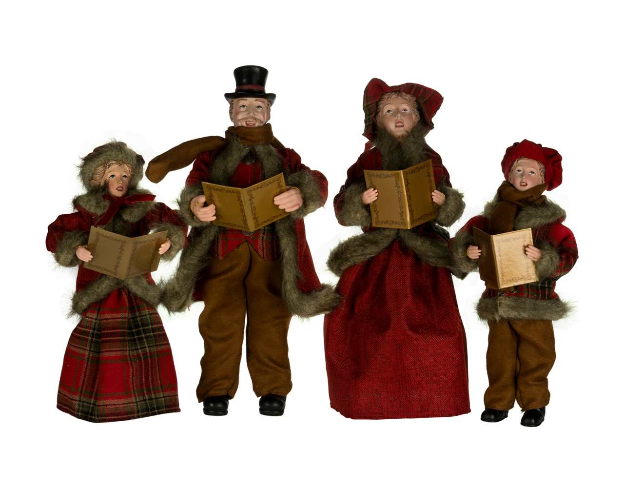 (Set of 4) Red Brown Carolers - 16 / 12" A5103-T