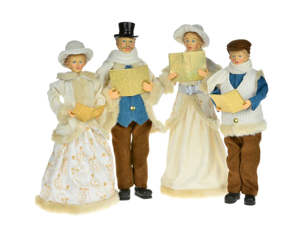 (Set of 4) White Blue Carolers - 18 / 16" A8120-T