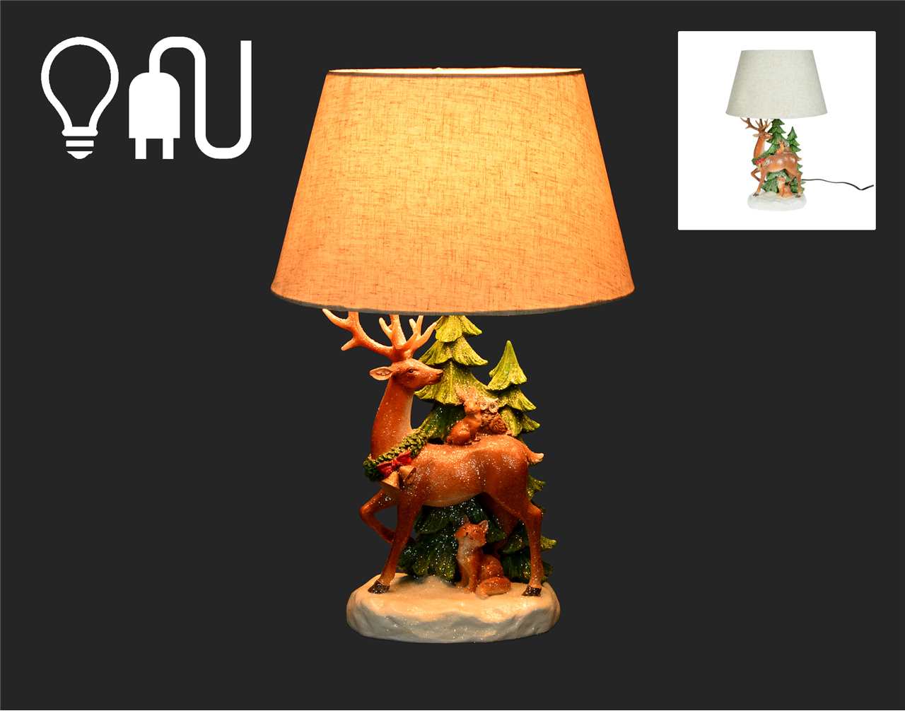 Lamp with Deer and Christmas Trees - D0152-T