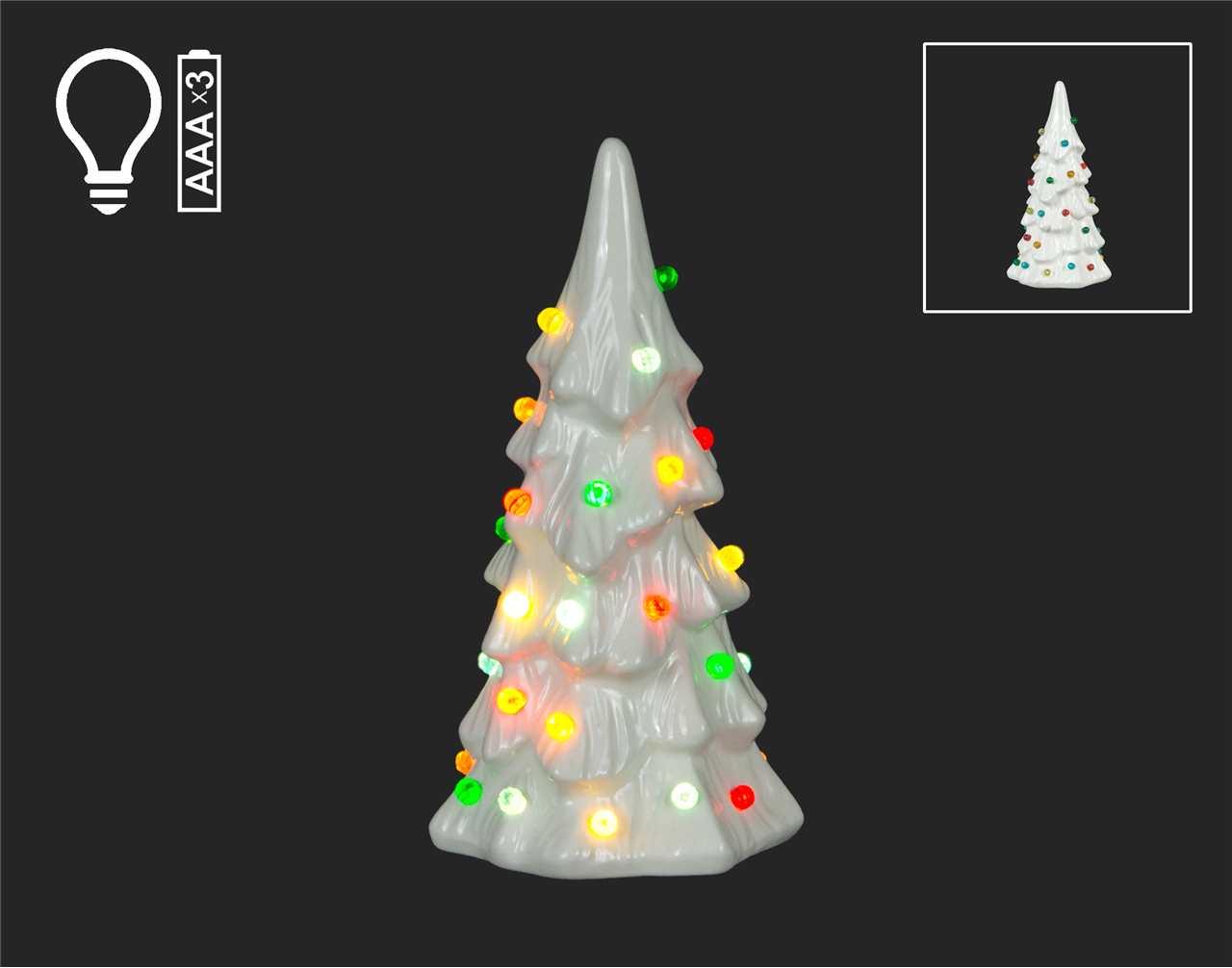 8 inch White Christmas Tree with LED Lights - H4133 - T