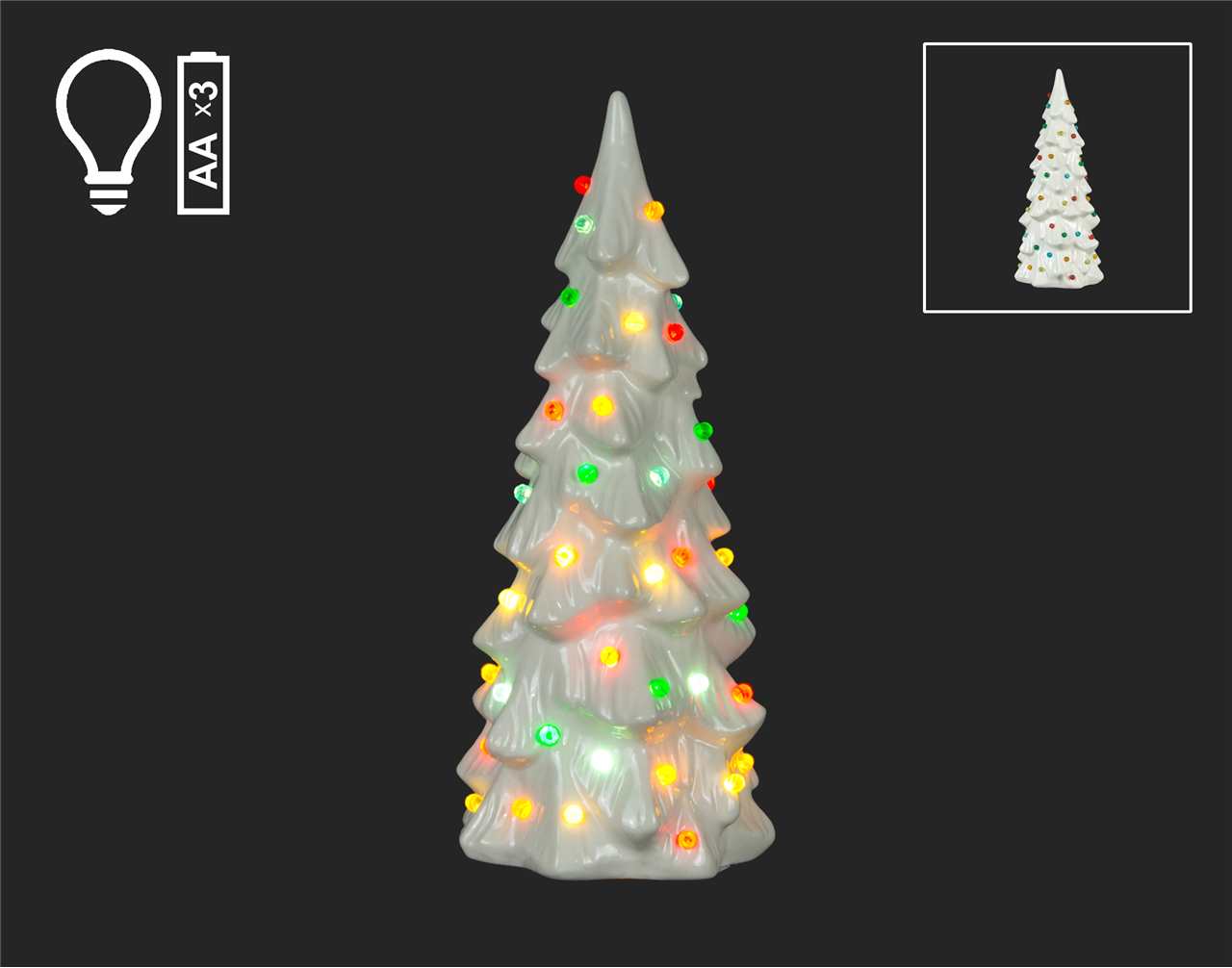 12 inch White Christmas Tree with LED Lights - H4134 - T