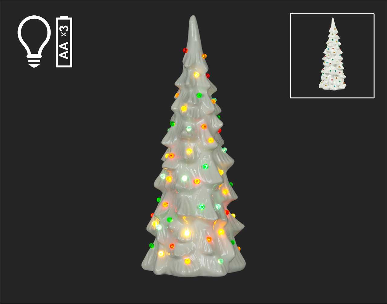 15 inch White Christmas Tree with LED Lights - H4135 - T