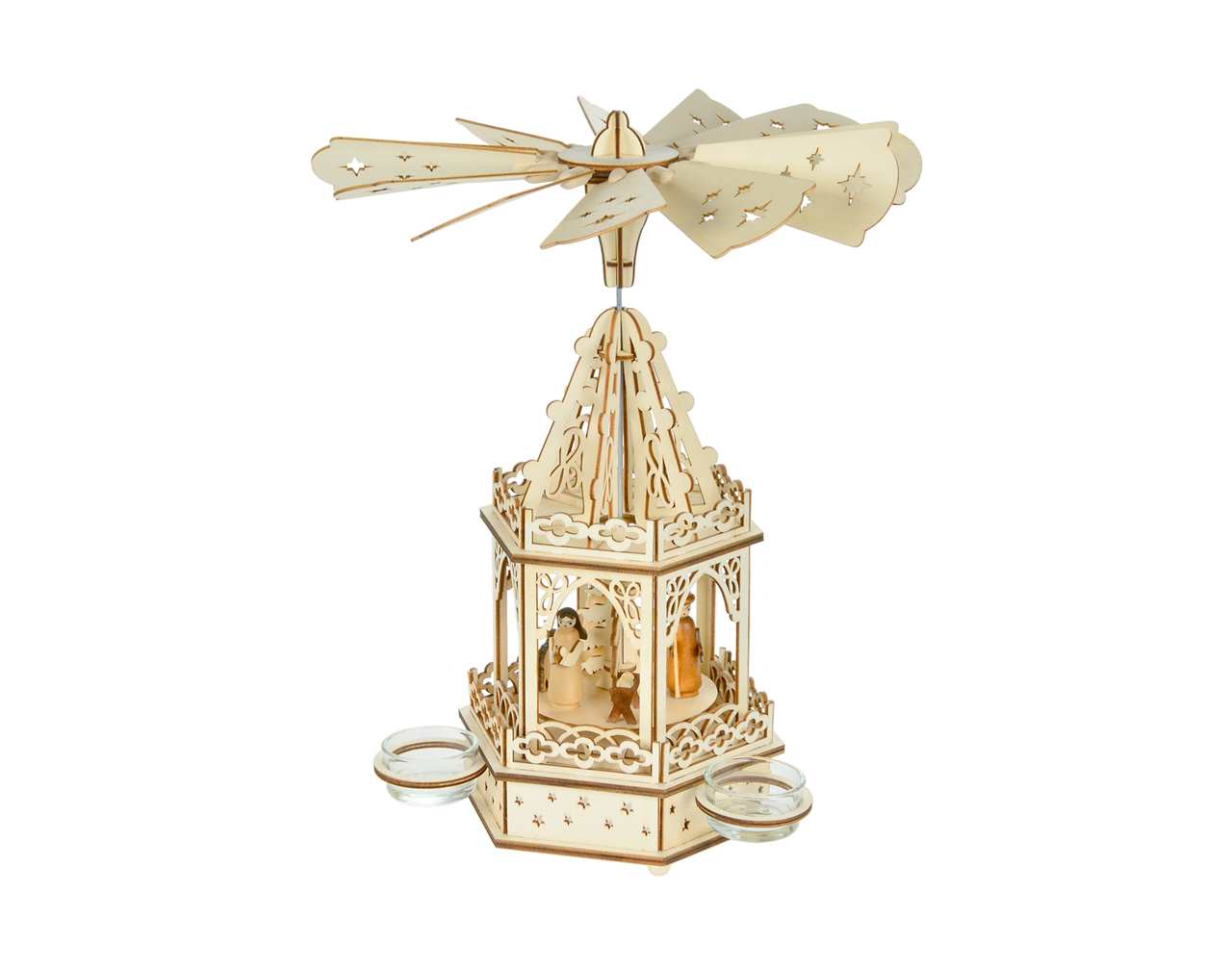 TLITE Laser Cut Nativity Wood Pyramid - N1076-T