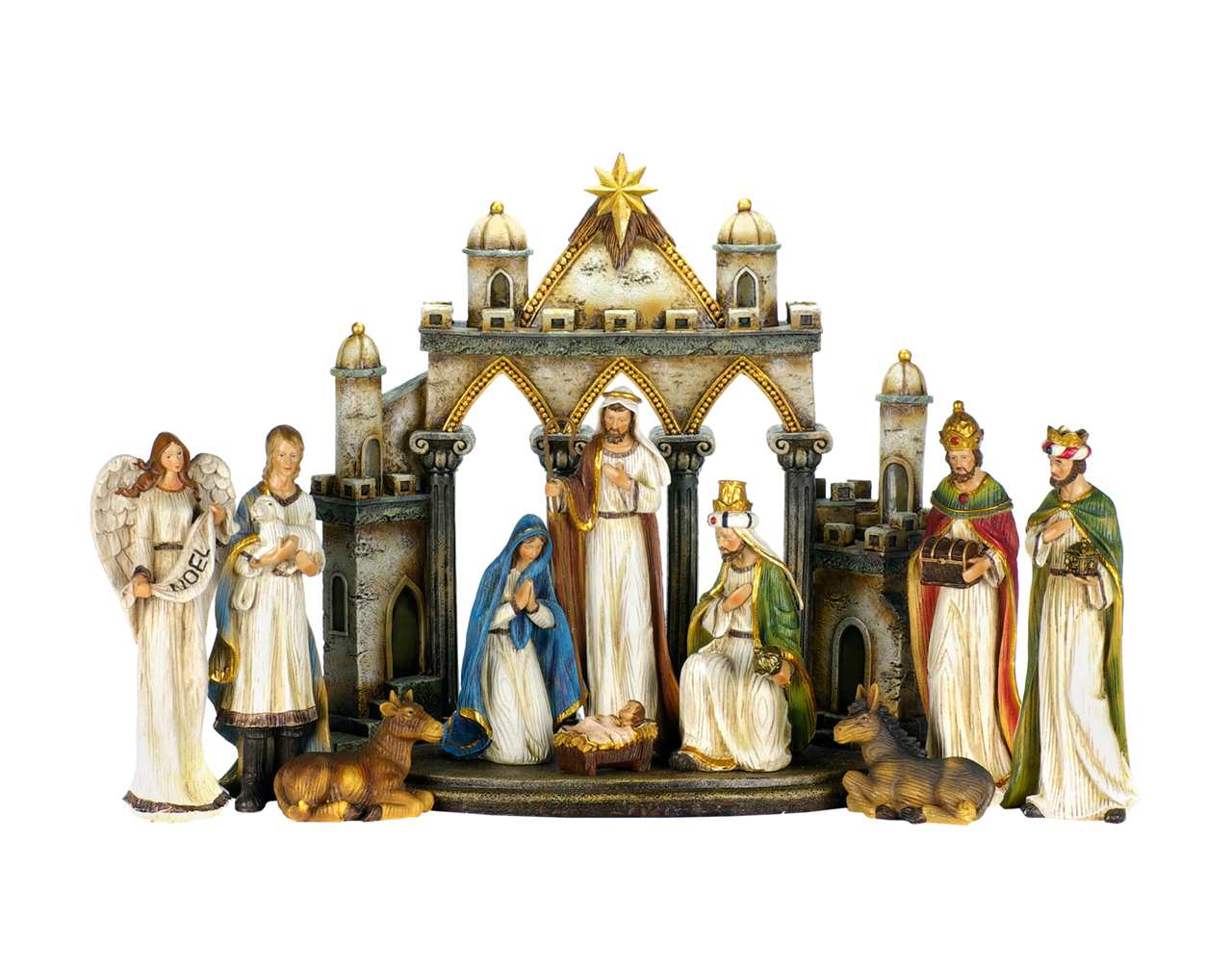 (Set of 10) 6-8 inch Nativity with Background - T188