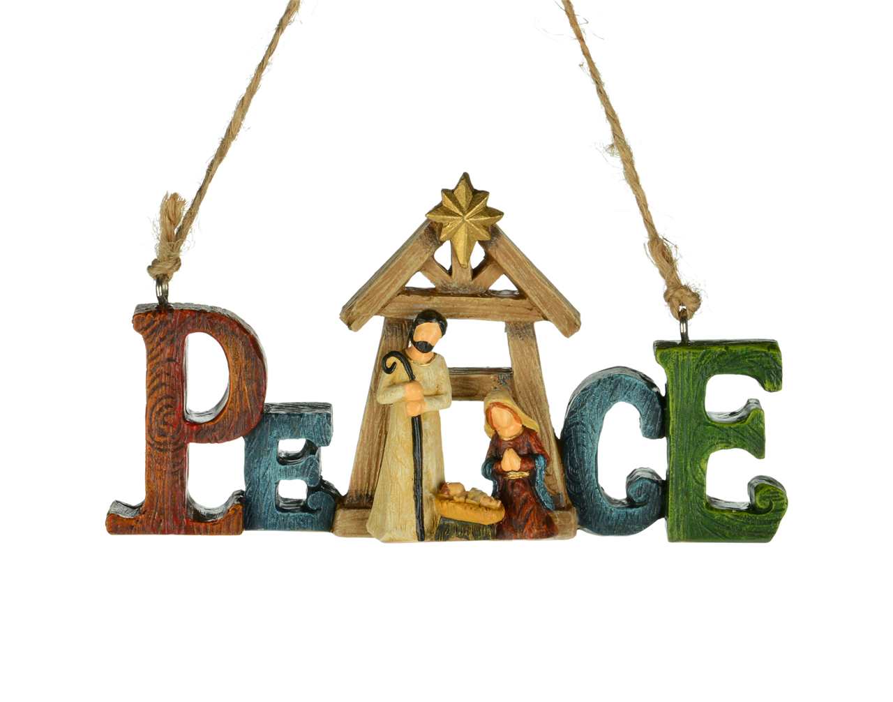 5 inch Multi-colour Peace Nativity - T2136