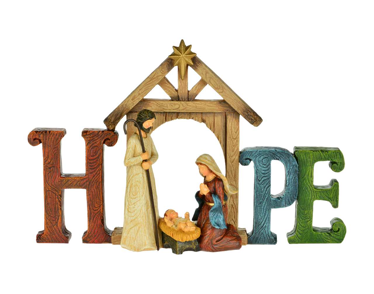 10 inch Multi-colour Hope Nativity - T2139-T