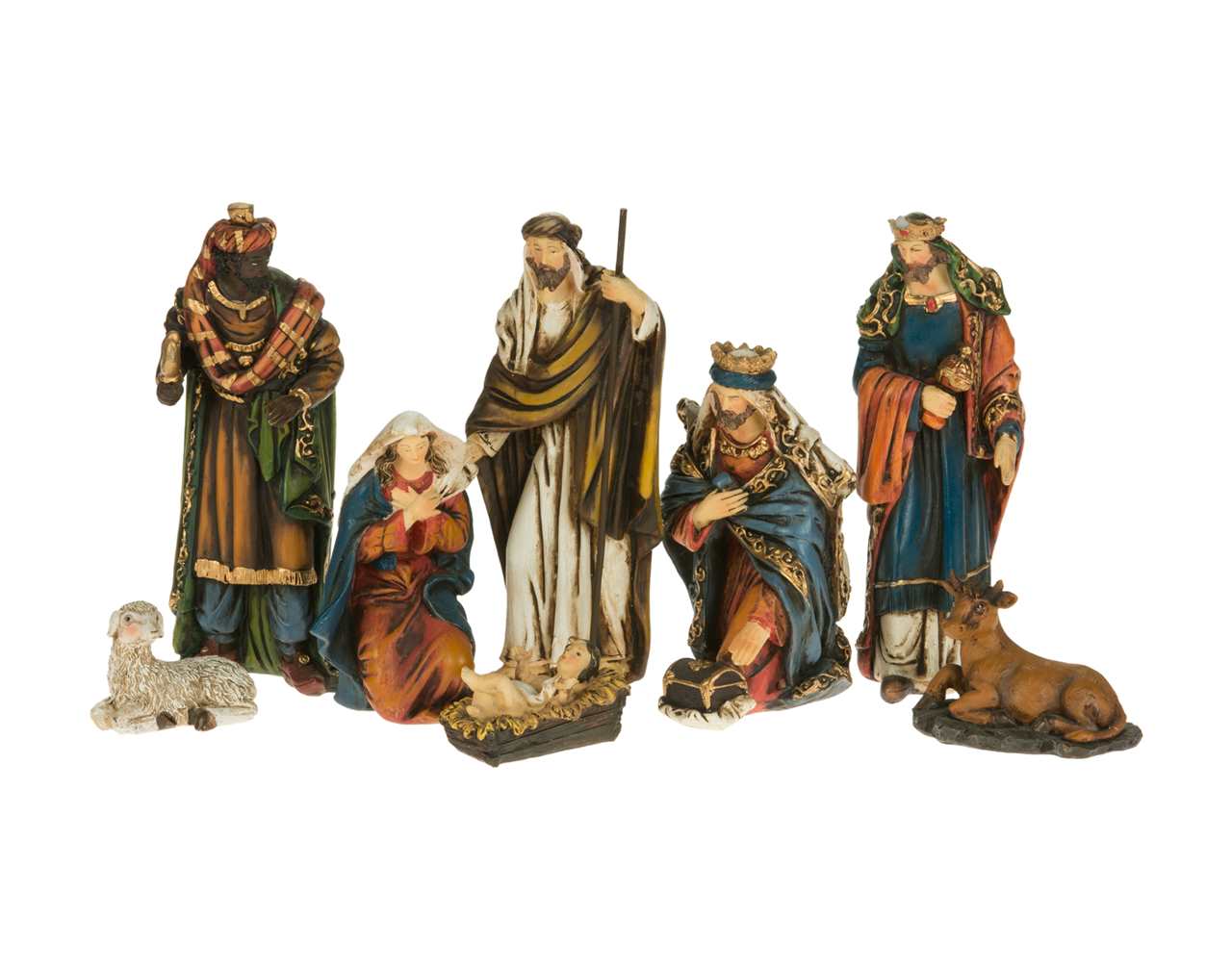 (Set of 8) 6 inch Jewel Tone Nativity - T2609-T