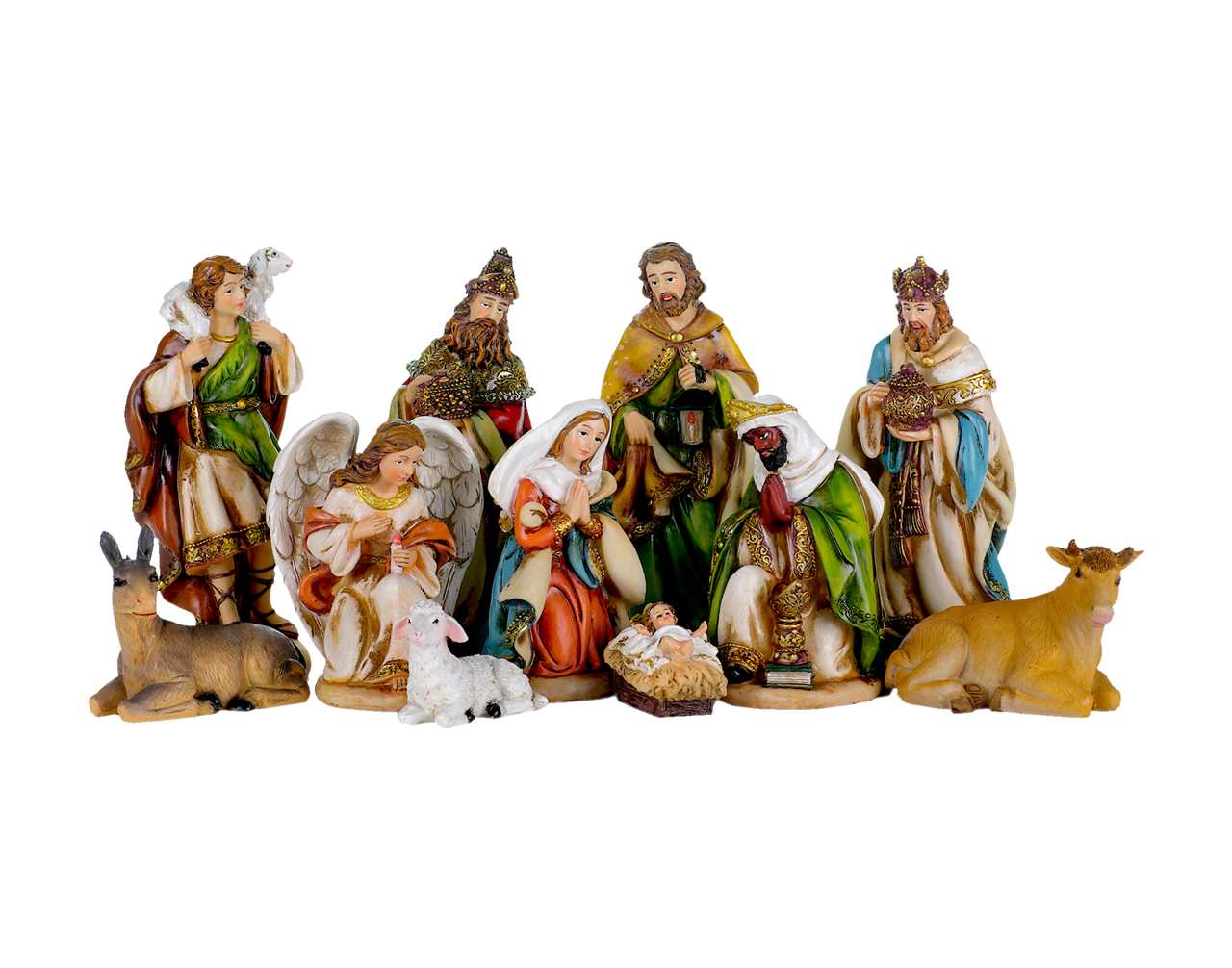 (Set of 11) 8 inch Multi-colour Nativity - T268-T