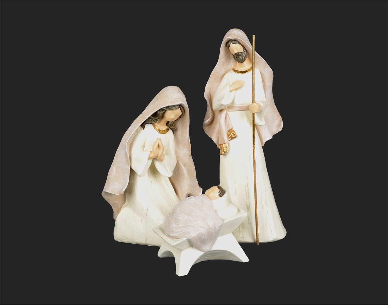 (Set of 3) 16 inch White Ivory Faceless Nativity - T4907-T