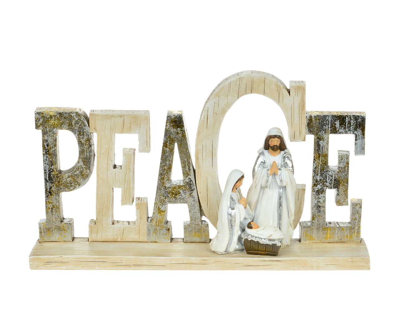 10.5 x 6.5 inch Wood Look Peace with Nativity - T8033-T