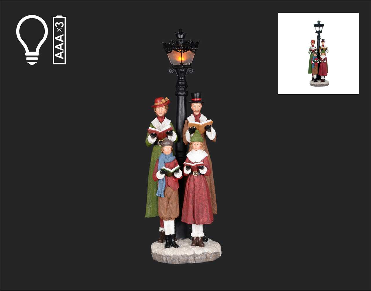 24 inch Carolers with LED Lamp Post - V107-T