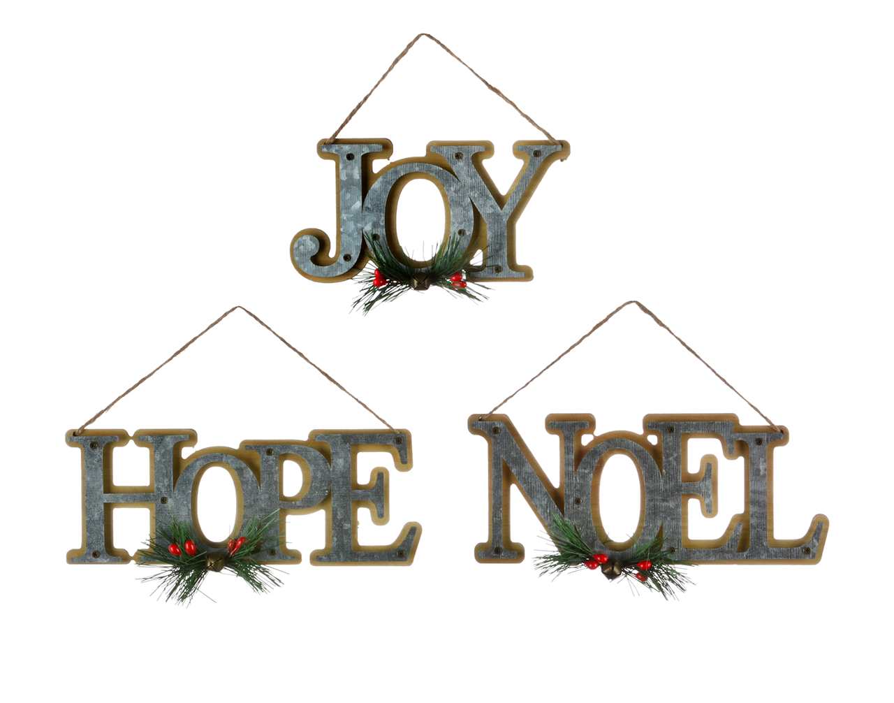 (Set of 12 - 2 assorted) Joy  Noel Ornaments White with Plaid - 6 inch - M0268-T