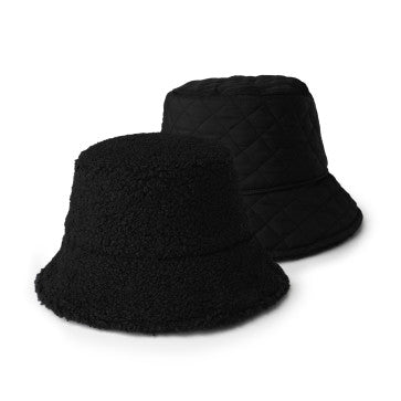 (FC) Britt’s Knits® Après Ski Reversible Sherpa Bucket Hat - Black - Stocking Stuffer