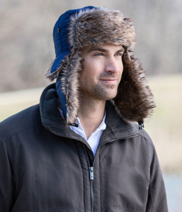 (FC) Britt's Knits Men's Aviator Hat - Black - Stocking stuffer!