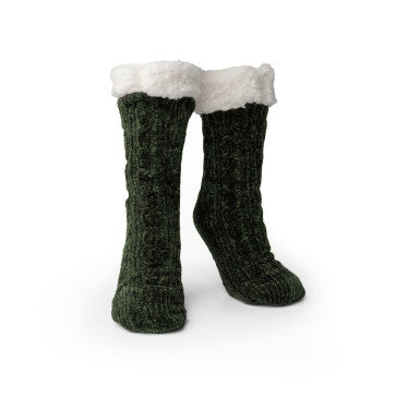 (FC) Britt’s Knits® Beyond Soft Slipper Socks - Olive - Stocking Stuffer