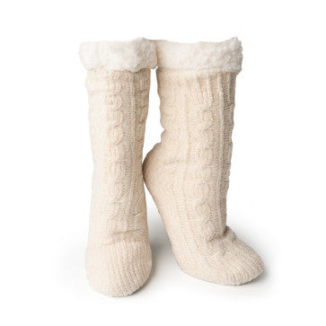 (FC) Britt’s Knits® Beyond Soft Slipper Socks - Oatmeal - Stocking Stuffer