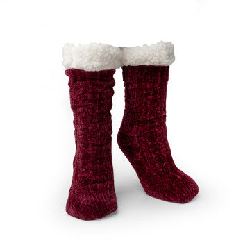 (FC) Britt’s Knits® Beyond Soft Slipper Socks - Wine - Stocking Stuffer