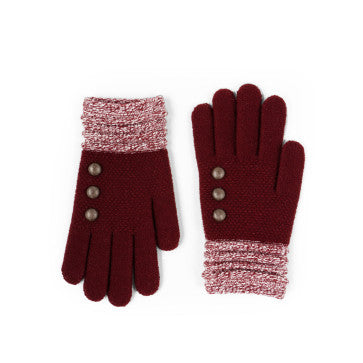 (FC) Britt's Knits Ultra-Soft Gloves - Wine with pink cuffs