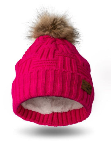 (FC) Britt’s Knits® Originals Plush-Lined Pom Hat Collection - Pink - Stocking Stuffer