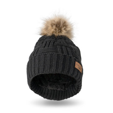 (FC) Britt's Knits Pom Hat Collection - Black - Stocking Stuffer