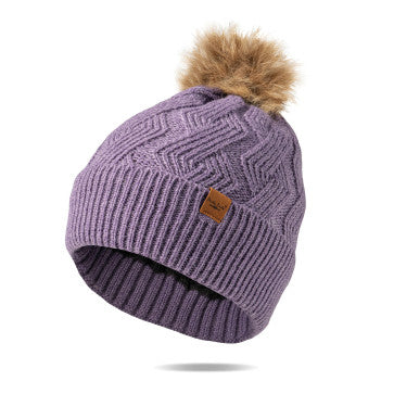 (FC) Britt’s Knits® Mainstay Pom Hat Collection - Purple - Stocking Stuffer