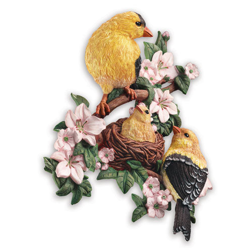(HD) GENTLE GOLDFINCHES WALL SCULPTURE 0121754002-T