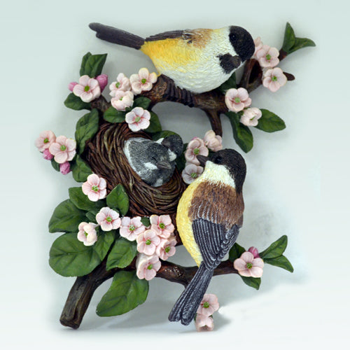 (HD) CHICKADEE FAMILY WALL SCULPTURE 0121754004-T