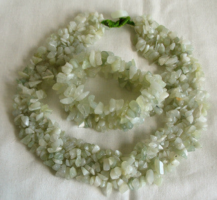 (JF) Handmade Light Green Jade Necklace with Bracelet 0903-43/36-11