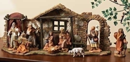 Fontanini 10 Piece Nativity Set with Façade