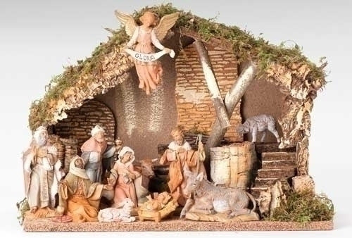 11 Piece Nativity Set with Italian Stable