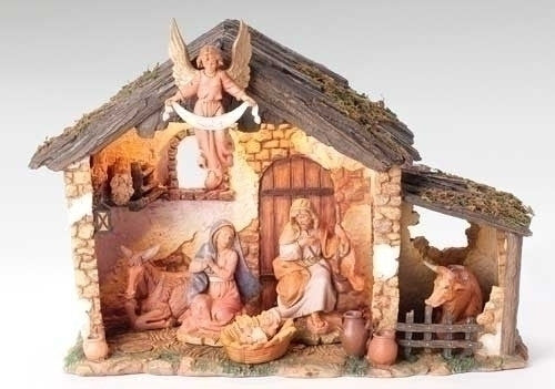 6 Piece Nativity Set with Lit Stable