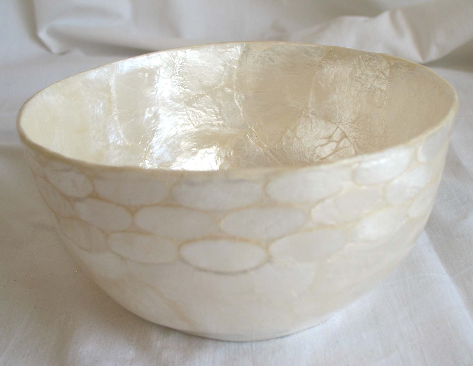 (CA) Small Natural Colour Capiz Shell Bowl - Handmade! BL204102N-T