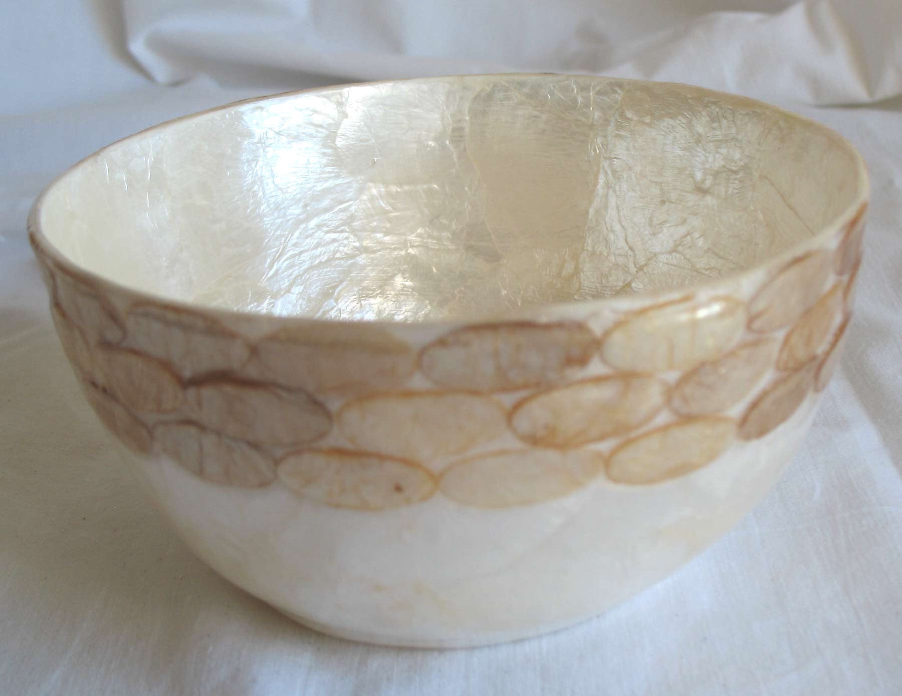 (CA) Small Natural Colour Capiz Shell Bowl - Handmade! BL204102S/N-T