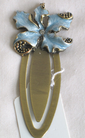 (T) * Jeweled Bookmark * Blue Floral * BM08014a