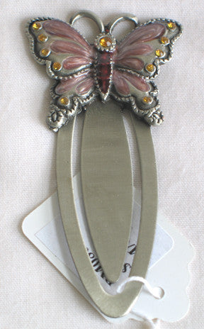 (T) * Jeweled Bookmark * Pink Butterfly * BM08017b