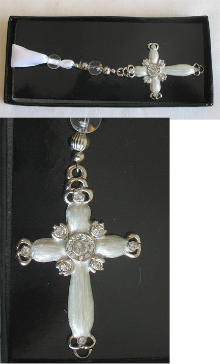 (C) Book Mark - Cross Crystals Ivory Cream 11 x 4 x 1 cm BM1035D-T