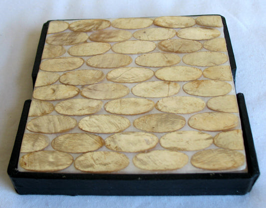 (CA) Handmade Capiz Shell Coasters Set of 4 (Double Sided) Square CT204129S-T