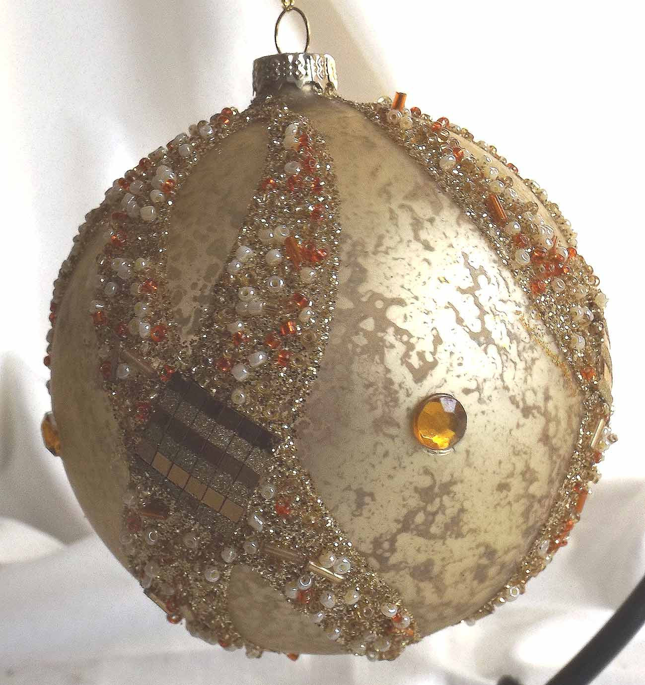 (CH) * Hand Decorated Mouth Blown Glass * Ball Christmas Ornament 12 cm CTB0762-3-T