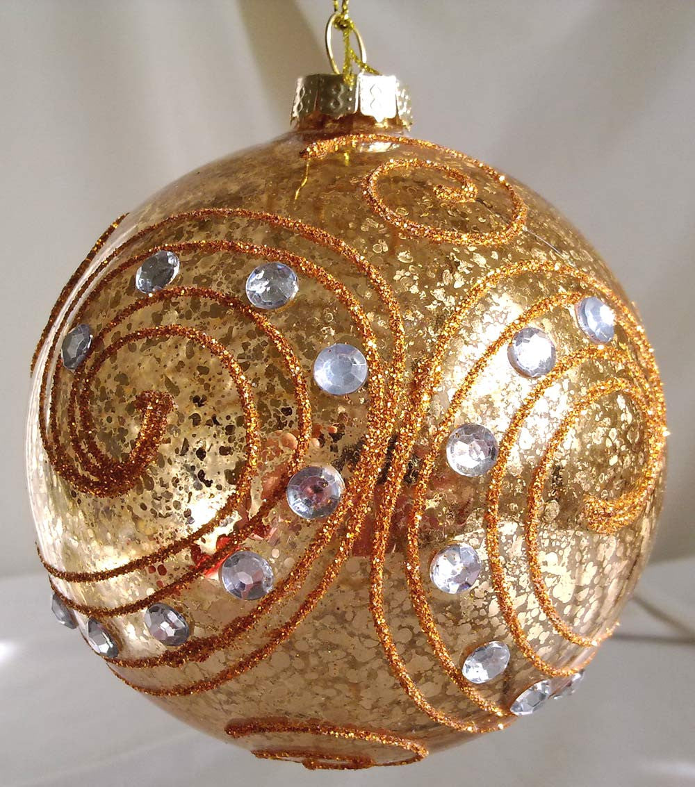 (CH) * Hand Decorated Mouth Blown Glass * Ball Christmas Ornament 10cm CTB6042-2-T