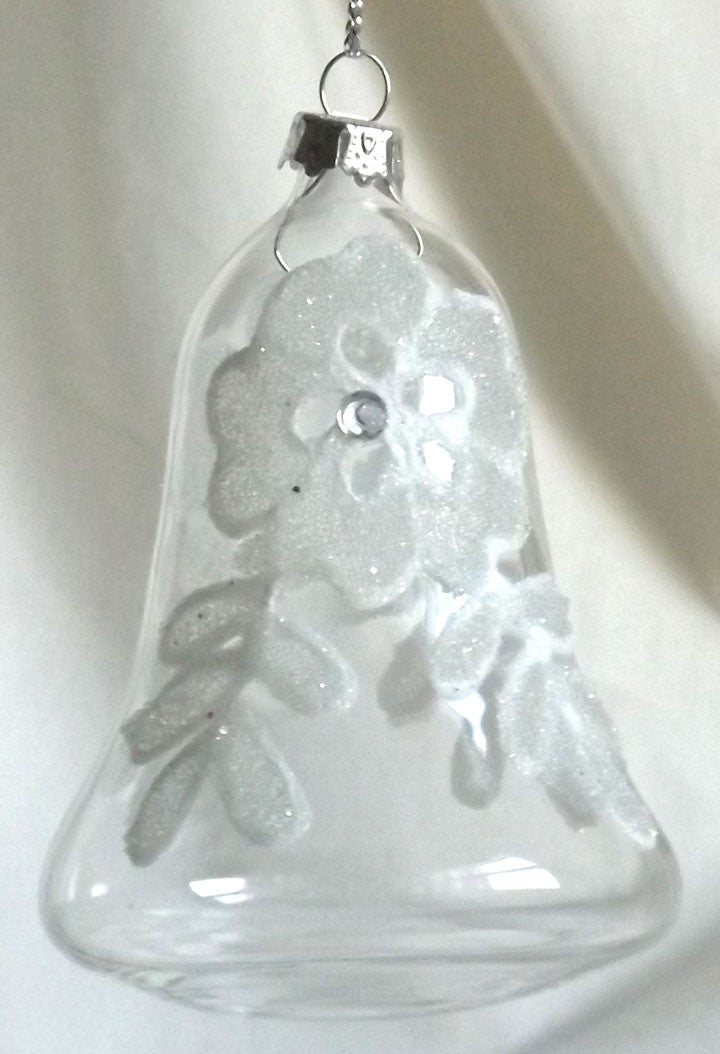 (CH) * Hand Decorated Mouth Blown Glass * Bell Christmas Ornament 6.5 x 8 cm CTBL0648-2-T