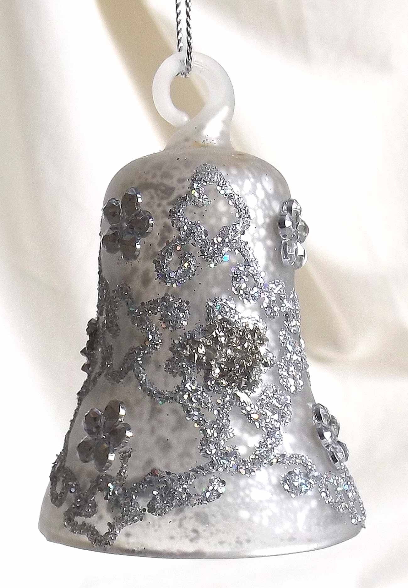 (CH) * Hand Decorated Mouth Blown Glass * Bell Christmas Ornament 5.5. x 7 cm CTBL0667-1-T