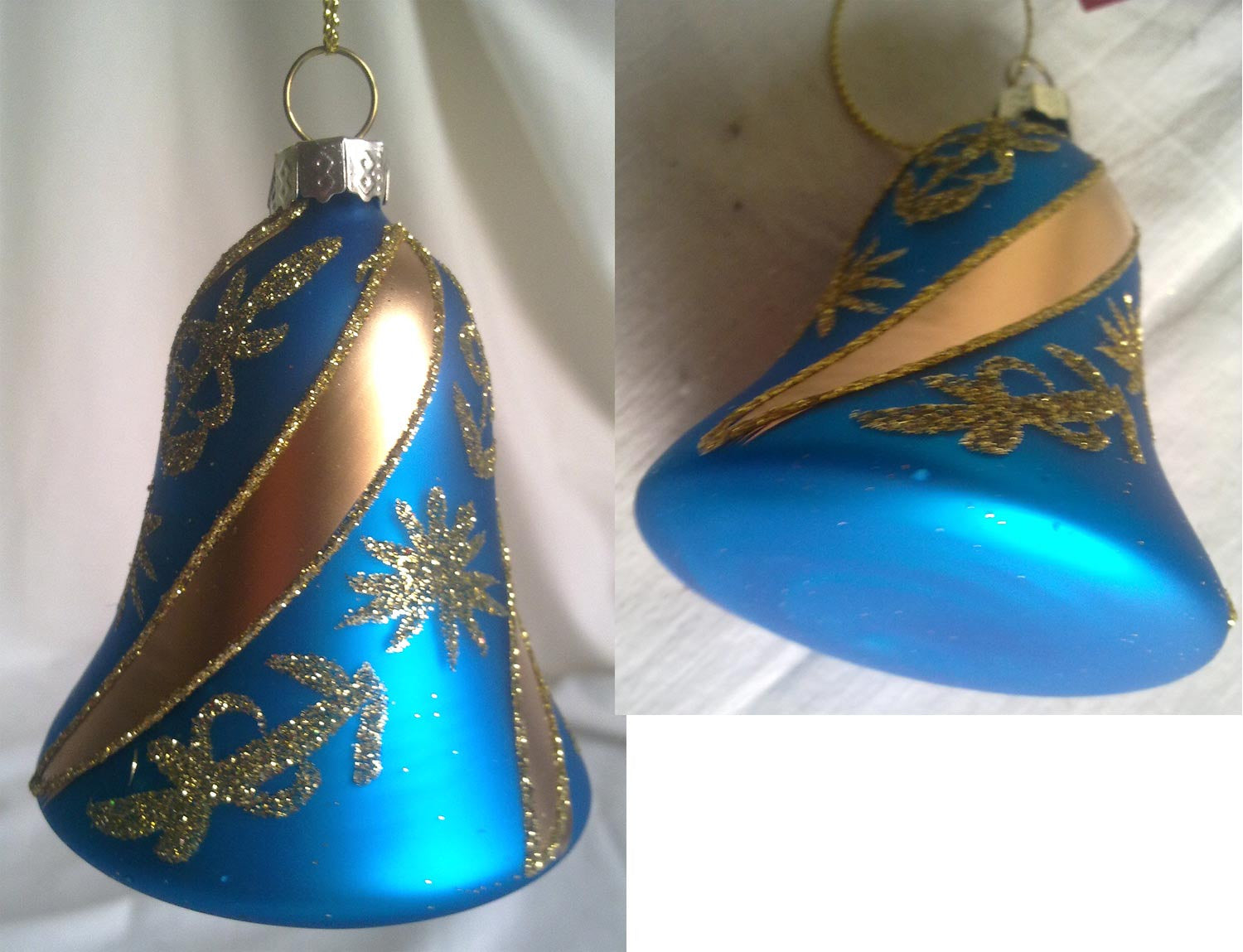 (CH) * Hand Decorated Mouth Blown Glass * Bell Christmas Ornament 6.5 x 8 cm CTBL70043-2-T