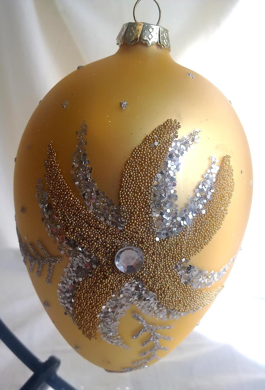 (CH) * Hand Decorated Mouth Blown Glass * Egg Christmas Ornament 8 X 12cm CTE073-2-T