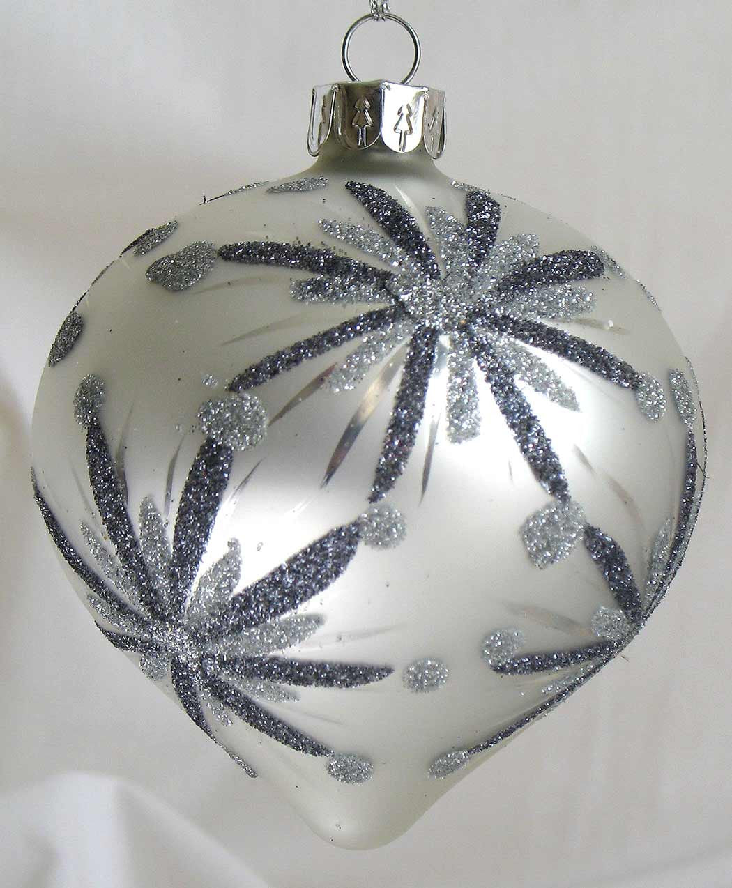 (CH) * Hand Decorated Mouth Blown Glass * Christmas Ornament Onion 12 cm CTON0668-3-T