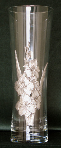 (P) 8.0 cm x 22 cm Pewter Glass Vase