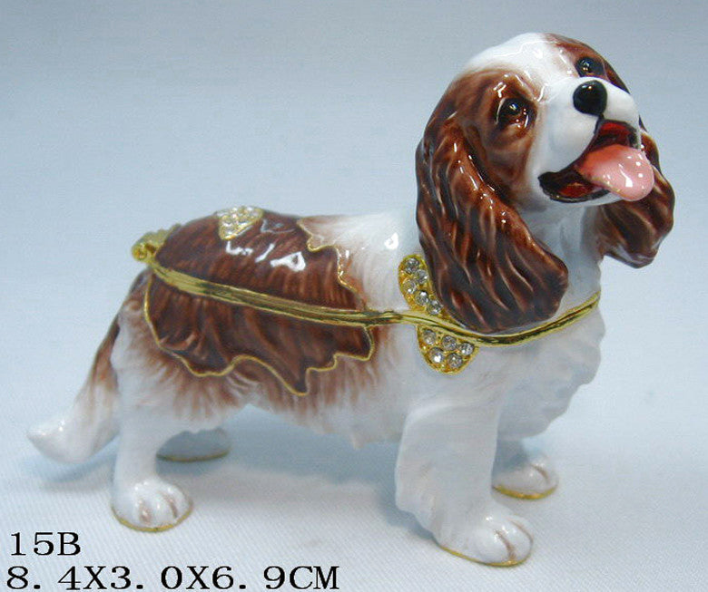 (T) * 24K Brushed Gold Jeweled Cocker Spaniel * Trinket Box *JB19115B