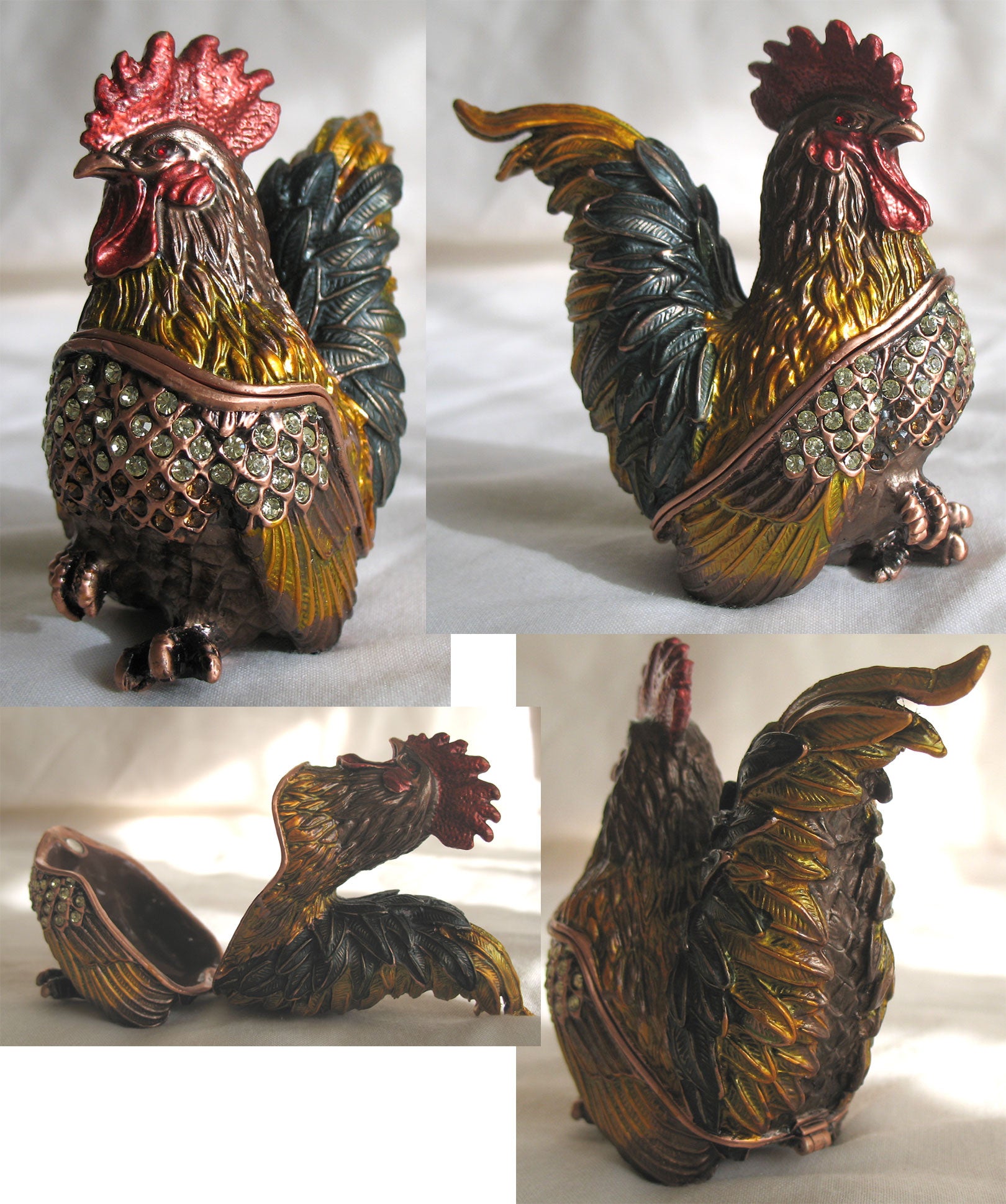 (T) * Jeweled Rooster * Trinket Box * JB19716B