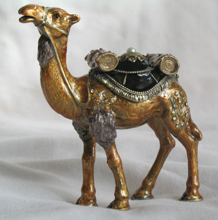 (T) * 24K Brushed Gold Jeweled Camel * Trinket Box * JB19943B